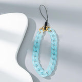 Maxbell Phone Bracelet Strap Anti Lost Acrylic Phone Pendant Phone Lanyard for Women Blue