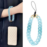 Maxbell Phone Bracelet Strap Anti Lost Acrylic Phone Pendant Phone Lanyard for Women Blue