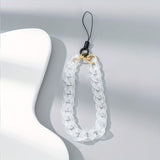 Maxbell Phone Bracelet Strap Anti Lost Acrylic Phone Pendant Phone Lanyard for Women White