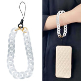 Maxbell Phone Bracelet Strap Anti Lost Acrylic Phone Pendant Phone Lanyard for Women White