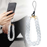 Maxbell Phone Bracelet Strap Anti Lost Acrylic Phone Pendant Phone Lanyard for Women White