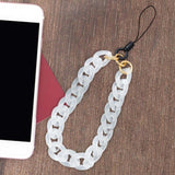 Maxbell Phone Bracelet Strap Anti Lost Acrylic Phone Pendant Phone Lanyard for Women White