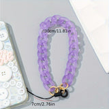 Maxbell Phone Bracelet Strap Anti Lost Acrylic Phone Pendant Phone Lanyard for Women Purple