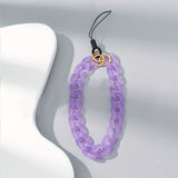 Maxbell Phone Bracelet Strap Anti Lost Acrylic Phone Pendant Phone Lanyard for Women Purple
