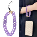 Maxbell Phone Bracelet Strap Anti Lost Acrylic Phone Pendant Phone Lanyard for Women Purple