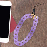 Maxbell Phone Bracelet Strap Anti Lost Acrylic Phone Pendant Phone Lanyard for Women Purple