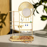 Maxbell Jewelry Holder with Mirror Tabletop Jewelry Stand for Bedroom Earrings Rings