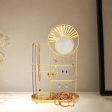Maxbell Jewelry Holder with Mirror Tabletop Jewelry Stand for Bedroom Earrings Rings