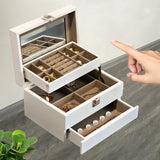 Maxbell Jewelry Storage Case Wooden Stylish 3 Layer for Vanity Table Dresser Watches