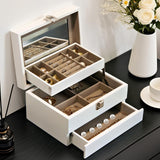 Maxbell Jewelry Storage Case Wooden Stylish 3 Layer for Vanity Table Dresser Watches