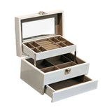 Maxbell Jewelry Storage Case Wooden Stylish 3 Layer for Vanity Table Dresser Watches