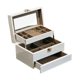 Maxbell Jewelry Storage Case Wooden Stylish 3 Layer for Vanity Table Dresser Watches