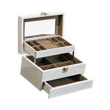 Maxbell Jewelry Storage Case Wooden Stylish 3 Layer for Vanity Table Dresser Watches