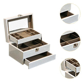 Maxbell Jewelry Storage Case Wooden Stylish 3 Layer for Vanity Table Dresser Watches