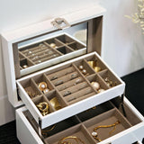 Maxbell Jewelry Storage Case Wooden Stylish 3 Layer for Vanity Table Dresser Watches