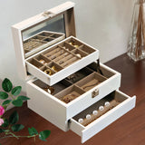 Maxbell Jewelry Storage Case Wooden Stylish 3 Layer for Vanity Table Dresser Watches