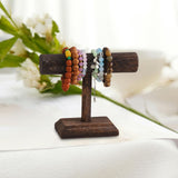 Maxbell Bracelet Holder Stable Desktop Bracelet Organizer for Hair Bands Bangle Shop 1 Layer Short Dark brown