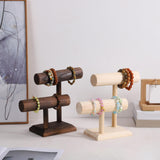 Maxbell Bracelet Holder Stable Desktop Bracelet Organizer for Hair Bands Bangle Shop 2 Layers Dark brown