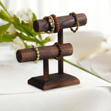 Maxbell Bracelet Holder Stable Desktop Bracelet Organizer for Hair Bands Bangle Shop 2 Layers Dark brown