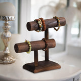 Maxbell Bracelet Holder Stable Desktop Bracelet Organizer for Hair Bands Bangle Shop 2 Layers Dark brown