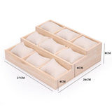 Maxbell Watch Tray Display Box Wood Necklace Display Tray for Bracelets Gifts Drawer Beige