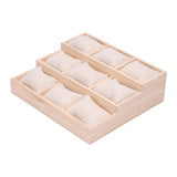 Maxbell Watch Tray Display Box Wood Necklace Display Tray for Bracelets Gifts Drawer Beige
