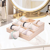 Maxbell Watch Tray Display Box Wood Necklace Display Tray for Bracelets Gifts Drawer Beige