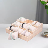 Maxbell Watch Tray Display Box Wood Necklace Display Tray for Bracelets Gifts Drawer Beige