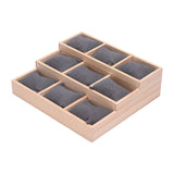 Maxbell Watch Tray Display Box Wood Necklace Display Tray for Bracelets Gifts Drawer Gray