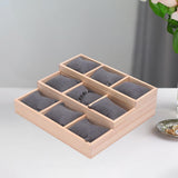 Maxbell Watch Tray Display Box Wood Necklace Display Tray for Bracelets Gifts Drawer Gray