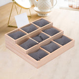 Maxbell Watch Tray Display Box Wood Necklace Display Tray for Bracelets Gifts Drawer Gray