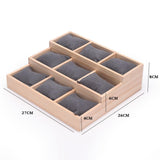 Maxbell Watch Tray Display Box Wood Necklace Display Tray for Bracelets Gifts Drawer Gray