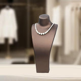 Maxbell Necklace Bust Display Stand Home Organization Shop Necklace Mannequin Holder 18.5cmx10cmx40cm Brown