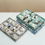 Maxbell Watch Tray Linen Bracelet Bangle Jewelry Organizer Box for Drawer Store Home gray