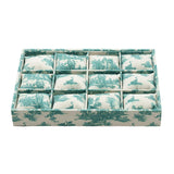 Maxbell Watch Tray Linen Bracelet Bangle Jewelry Organizer Box for Drawer Store Home green