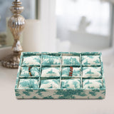 Maxbell Watch Tray Linen Bracelet Bangle Jewelry Organizer Box for Drawer Store Home green