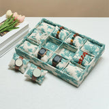 Maxbell Watch Tray Linen Bracelet Bangle Jewelry Organizer Box for Drawer Store Home green