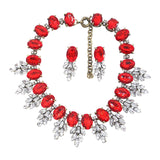 Maxbell Necklace Earrings Set Classic Fashion Bib Necklace for Anniversary Dance Mom Red
