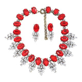 Maxbell Necklace Earrings Set Classic Fashion Bib Necklace for Anniversary Dance Mom Red