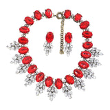 Maxbell Necklace Earrings Set Classic Fashion Bib Necklace for Anniversary Dance Mom Red