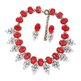 Maxbell Necklace Earrings Set Classic Fashion Bib Necklace for Anniversary Dance Mom Red