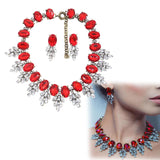 Maxbell Necklace Earrings Set Classic Fashion Bib Necklace for Anniversary Dance Mom Red