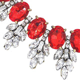Maxbell Necklace Earrings Set Classic Fashion Bib Necklace for Anniversary Dance Mom Red