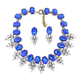 Maxbell Necklace Earrings Set Classic Fashion Bib Necklace for Anniversary Dance Mom Blue