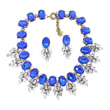 Maxbell Necklace Earrings Set Classic Fashion Bib Necklace for Anniversary Dance Mom Blue