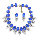 Maxbell Necklace Earrings Set Classic Fashion Bib Necklace for Anniversary Dance Mom Blue