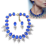 Maxbell Necklace Earrings Set Classic Fashion Bib Necklace for Anniversary Dance Mom Blue