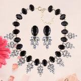 Maxbell Necklace Earrings Set Classic Fashion Bib Necklace for Anniversary Dance Mom Black
