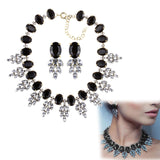 Maxbell Necklace Earrings Set Classic Fashion Bib Necklace for Anniversary Dance Mom Black