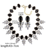 Maxbell Necklace Earrings Set Classic Fashion Bib Necklace for Anniversary Dance Mom Black